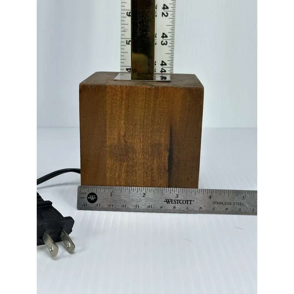 Vintage Mid Century Modern Brass And Wood Table Lamp‎ 26